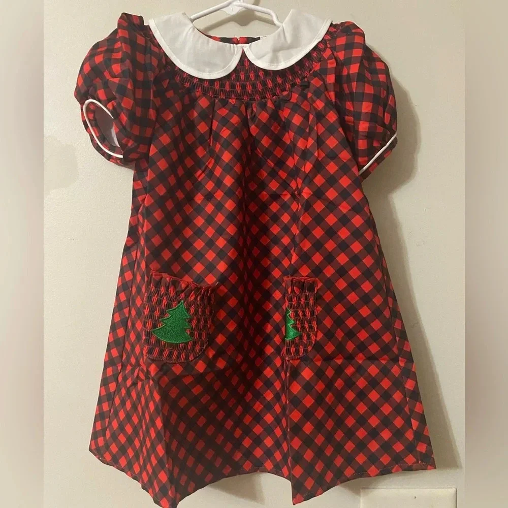 New Buffalo Plaid Smocked Christmas Dress